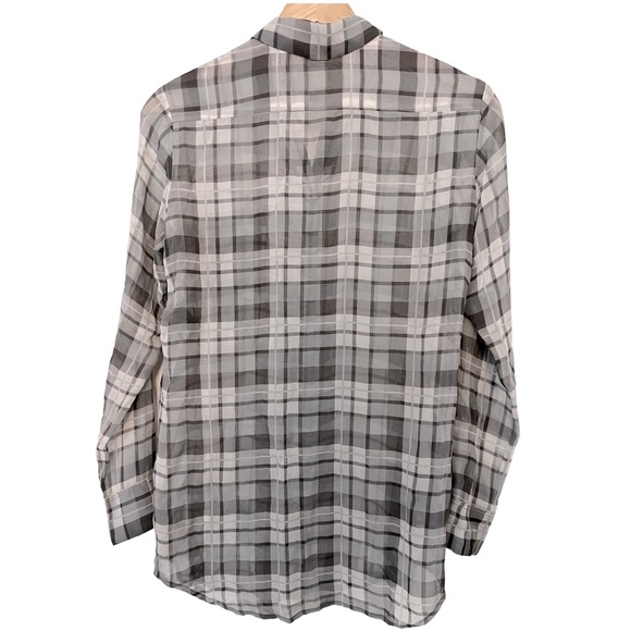 ARITZIA Babaton 100% Silk Shirt - Grey Plaid - Button Up - Women SZ XXS - Picture 3 of 6